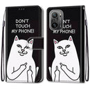 For Xiaomi Redmi K40 / K40 Pro / K40 Pro+ Coloured Drawing Cross Texture Horizontal Flip PU Leather Case with Holder & Card Slots & Wallet & Lanyard(Middle Finger White Cat)