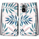 For Xiaomi Redmi Note 10 4G / Note 10S Coloured Drawing Cross Texture Horizontal Flip PU Leather Case with Holder & Card Slots & Wallet & Lanyard(Pink Green Leaf)