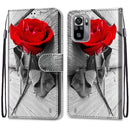 For Xiaomi Redmi Note 10 4G / Note 10S Coloured Drawing Cross Texture Horizontal Flip PU Leather Case with Holder & Card Slots & Wallet & Lanyard(Wood Red Rose)