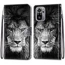 For Xiaomi Redmi Note 10 4G / Note 10S Coloured Drawing Cross Texture Horizontal Flip PU Leather Case with Holder & Card Slots & Wallet & Lanyard(Black White Lion Head)