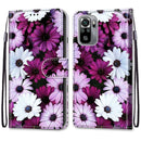For Xiaomi Redmi Note 10 4G / Note 10S Coloured Drawing Cross Texture Horizontal Flip PU Leather Case with Holder & Card Slots & Wallet & Lanyard(Chrysanthemum Pink White Purple)