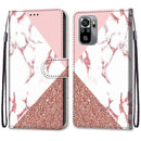 For Xiaomi Redmi Note 10 4G / Note 10S Coloured Drawing Cross Texture Horizontal Flip PU Leather Case with Holder & Card Slots & Wallet & Lanyard(Pink Stone Texture)