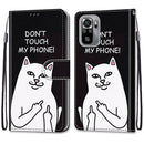 For Xiaomi Redmi Note 10 4G / Note 10S Coloured Drawing Cross Texture Horizontal Flip PU Leather Case with Holder & Card Slots & Wallet & Lanyard(Middle Finger White Cat)