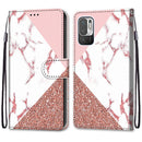 For Xiaomi Redmi Note 10 5G Coloured Drawing Cross Texture Horizontal Flip PU Leather Case with Holder & Card Slots & Wallet & Lanyard(Pink Stone Texture)