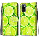 For Xiaomi Redmi Note 10 Pro Max / Note 10 Pro Coloured Drawing Cross Texture Horizontal Flip PU Leather Case with Holder & Card Slots & Wallet & Lanyard(Green Lemon)