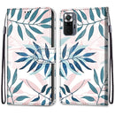 For Xiaomi Redmi Note 10 Pro Max / Note 10 Pro Coloured Drawing Cross Texture Horizontal Flip PU Leather Case with Holder & Card Slots & Wallet & Lanyard(Pink Green Leaf)