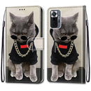 For Xiaomi Redmi Note 10 Pro Max / Note 10 Pro Coloured Drawing Cross Texture Horizontal Flip PU Leather Case with Holder & Card Slots & Wallet & Lanyard(Golden Chain Grey Cat)