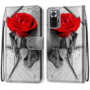 For Xiaomi Redmi Note 10 Pro Max / Note 10 Pro Coloured Drawing Cross Texture Horizontal Flip PU Leather Case with Holder & Card Slots & Wallet & Lanyard(Wood Red Rose)