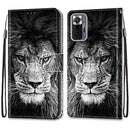 For Xiaomi Redmi Note 10 Pro Max / Note 10 Pro Coloured Drawing Cross Texture Horizontal Flip PU Leather Case with Holder & Card Slots & Wallet & Lanyard(Black White Lion Head)