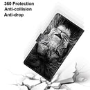 For Xiaomi Redmi Note 10 Pro Max / Note 10 Pro Coloured Drawing Cross Texture Horizontal Flip PU Leather Case with Holder & Card Slots & Wallet & Lanyard(Black White Lion Head)