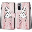 For Xiaomi Redmi Note 10 Pro Max / Note 10 Pro Coloured Drawing Cross Texture Horizontal Flip PU Leather Case with Holder & Card Slots & Wallet & Lanyard(Pink Hands Heart)