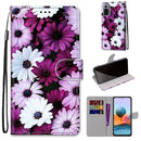 For Xiaomi Redmi Note 10 Pro Max / Note 10 Pro Coloured Drawing Cross Texture Horizontal Flip PU Leather Case with Holder & Card Slots & Wallet & Lanyard(Chrysanthemum Pink White Purple)