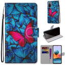 For Xiaomi Redmi Note 10 Pro Max / Note 10 Pro Coloured Drawing Cross Texture Horizontal Flip PU Leather Case with Holder & Card Slots & Wallet & Lanyard(Blue Red Butterfly)