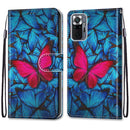 For Xiaomi Redmi Note 10 Pro Max / Note 10 Pro Coloured Drawing Cross Texture Horizontal Flip PU Leather Case with Holder & Card Slots & Wallet & Lanyard(Blue Red Butterfly)