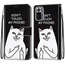 For Xiaomi Redmi Note 10 Pro Max / Note 10 Pro Coloured Drawing Cross Texture Horizontal Flip PU Leather Case with Holder & Card Slots & Wallet & Lanyard(Middle Finger White Cat)