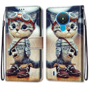 For Nokia 1.4 Coloured Drawing Cross Texture Horizontal Flip PU Leather Case with Holder & Card Slots & Wallet & Lanyard(Leather Shoes Cat)