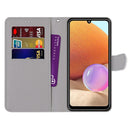 For Samsung Galaxy A32 4G / A32 Lite Coloured Drawing Cross Texture Horizontal Flip PU Leather Case with Holder & Card Slots & Wallet & Lanyard(Pink Green Leaf)