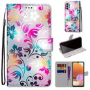 For Samsung Galaxy A32 4G / A32 Lite Coloured Drawing Cross Texture Horizontal Flip PU Leather Case with Holder & Card Slots & Wallet & Lanyard(Gradient Colorful Flower)