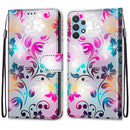 For Samsung Galaxy A32 4G / A32 Lite Coloured Drawing Cross Texture Horizontal Flip PU Leather Case with Holder & Card Slots & Wallet & Lanyard(Gradient Colorful Flower)