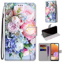 For Samsung Galaxy A32 4G / A32 Lite Coloured Drawing Cross Texture Horizontal Flip PU Leather Case with Holder & Card Slots & Wallet & Lanyard(Light Pink Bouquet)