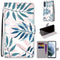 For Samsung Galaxy S21 FE Coloured Drawing Cross Texture Horizontal Flip PU Leather Case with Holder & Card Slots & Wallet & Lanyard(Pink Green Leaf)
