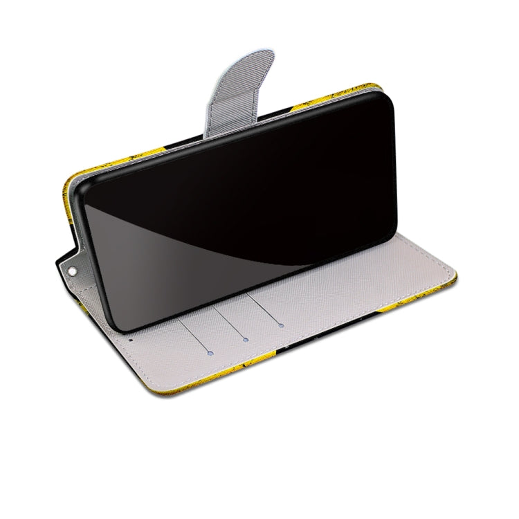 For Samsung Galaxy S21 FE Coloured Drawing Cross Texture Horizontal Flip PU Leather Case with Holder & Card Slots & Wallet & Lanyard(Yellow Black Logo)