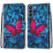 For Samsung Galaxy S21 FE Coloured Drawing Cross Texture Horizontal Flip PU Leather Case with Holder & Card Slots & Wallet & Lanyard(Blue Red Butterfly)