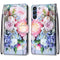 For Samsung Galaxy S21 FE Coloured Drawing Cross Texture Horizontal Flip PU Leather Case with Holder & Card Slots & Wallet & Lanyard(Light Pink Bouquet)
