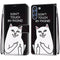 For Samsung Galaxy S21 FE Coloured Drawing Cross Texture Horizontal Flip PU Leather Case with Holder & Card Slots & Wallet & Lanyard(Middle Finger White Cat)