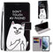 For Samsung Galaxy S21 FE Coloured Drawing Cross Texture Horizontal Flip PU Leather Case with Holder & Card Slots & Wallet & Lanyard(Middle Finger White Cat)