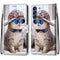 For Samsung Galaxy S21 FE Coloured Drawing Cross Texture Horizontal Flip PU Leather Case with Holder & Card Slots & Wallet & Lanyard(Slant Hat Blue Mirror Cat)