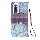 For Xiaomi Redmi Note 10 Pro / Note 10 Pro Max 3D Painting Horizontal Flip Leather Case with Holder & Card Slot & Wallet & Lanyard(Blue Flower)