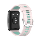 For Huawei Watch Fit Two-color Silicone Watch Band(Pink+Teal)