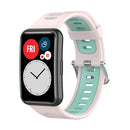 For Huawei Watch Fit Two-color Silicone Watch Band(Pink+Teal)