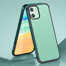 SULADA Luxury 3D Carbon Fiber Textured Shockproof Metal + TPU Frame Case For iPhone 11(Dark Green)