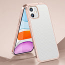 SULADA Luxury 3D Carbon Fiber Textured Shockproof Metal + TPU Frame Case For iPhone 11(Rose Gold)