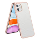SULADA Luxury 3D Carbon Fiber Textured Shockproof Metal + TPU Frame Case For iPhone 11(Rose Gold)