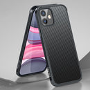 SULADA Luxury 3D Carbon Fiber Textured Shockproof Metal + TPU Frame Case For iPhone 11(Black)