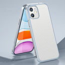 SULADA Luxury 3D Carbon Fiber Textured Shockproof Metal + TPU Frame Case For iPhone 11(Silver)