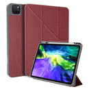 Mutural Multi-fold Smart Leather Tablet Case For iPad Pro 12.9 2021 / 2020(Red)