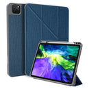 Mutural Multi-fold Smart Leather Tablet Case For iPad Pro 12.9 2021 / 2020(Blue)
