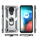 For Motorola Moto E7 Shockproof TPU + PC Protective Case with 360 Degree Rotating Holder(Silver)