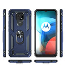 For Motorola Moto E7 Shockproof TPU + PC Protective Case with 360 Degree Rotating Holder(Blue)