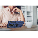 For Motorola Moto E7 Shockproof TPU + PC Protective Case with 360 Degree Rotating Holder(Blue)