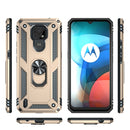 For Motorola Moto E7 Shockproof TPU + PC Protective Case with 360 Degree Rotating Holder(Gold)