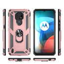 For Motorola Moto E7 Shockproof TPU + PC Protective Case with 360 Degree Rotating Holder(Rose Gold)