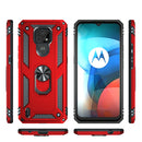 For Motorola Moto E7 Shockproof TPU + PC Protective Case with 360 Degree Rotating Holder(Red)