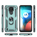 For Motorola Moto E7 Shockproof TPU + PC Protective Case with 360 Degree Rotating Holder(Green)