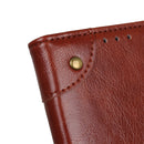For OPPO F19 / A74 4G Copper Buckle Nappa Texture Horizontal Flip Leather Case with Holder & Card Slots & Wallet(Brown)