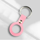 Liquid Silicone Shockproof Protective Cover Soft Case with Keychain Ring For AirTag(Pink)
